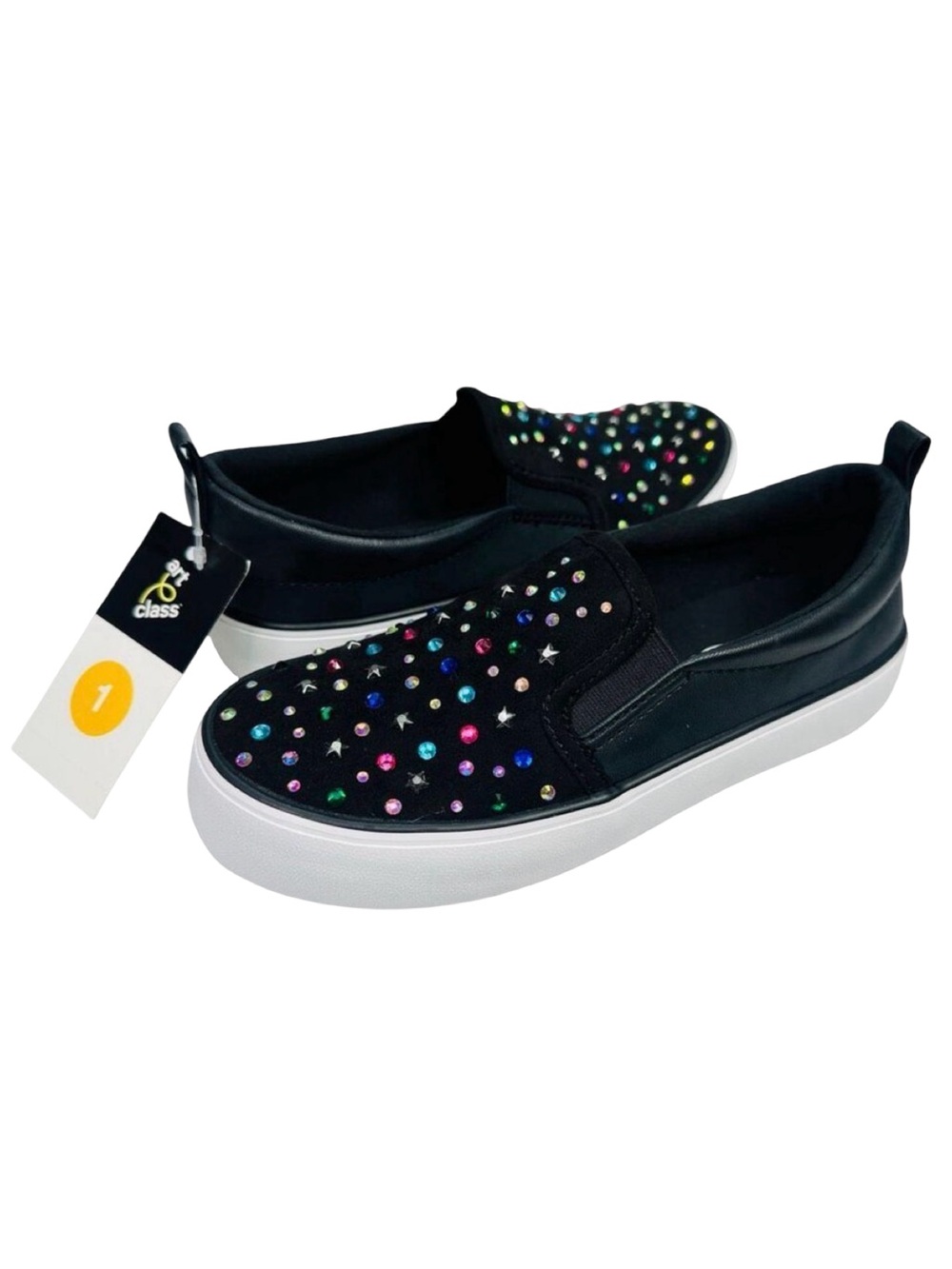Art Class Hanna Slip-On Sneakers - Size 1 Girls - Black